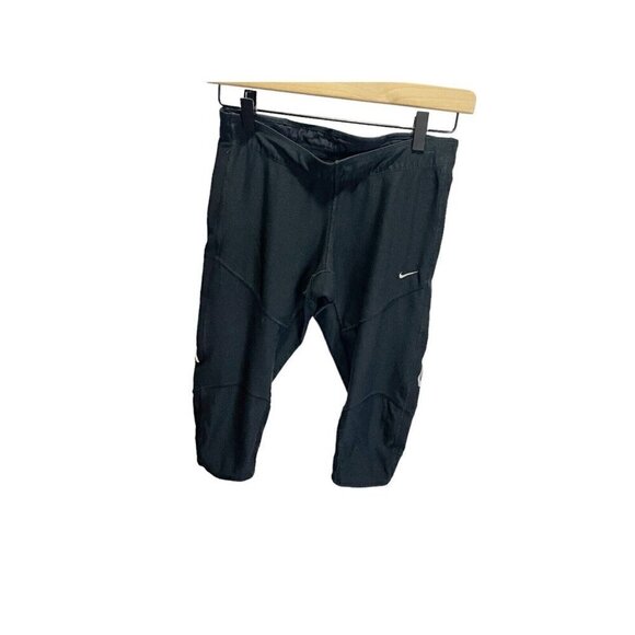 Nike Dri-Fit Tech Capri Running Leggings Black Pockets S 481324-010 - Picture 2 of 5